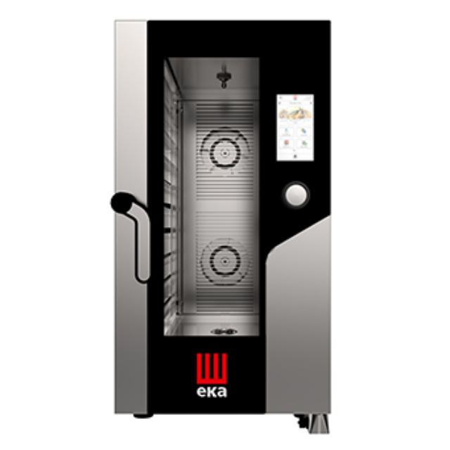 Cuptor electric combinat cu convecție/abur EKA MILLENNIAL cu capacitate 10 tăvi compacte 1/1 GN cu boiler și ecran tactil