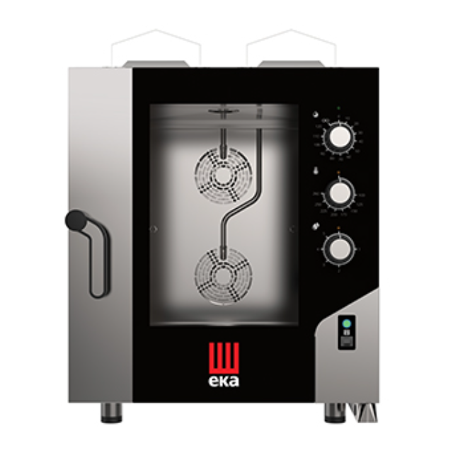 Cuptor combinat pe gaz cu convecție/abur EKA MILLENNIAL cu capacitate 7 tăvi GN 1/1 și panou de control electromecanic