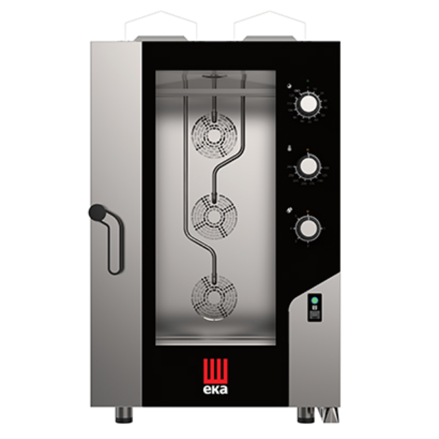 Cuptor combinat pe gaz cu convecție/abur EKA MILLENNIAL cu capacitate 11 tăvi GN 1/1 și panou de control electromecanic