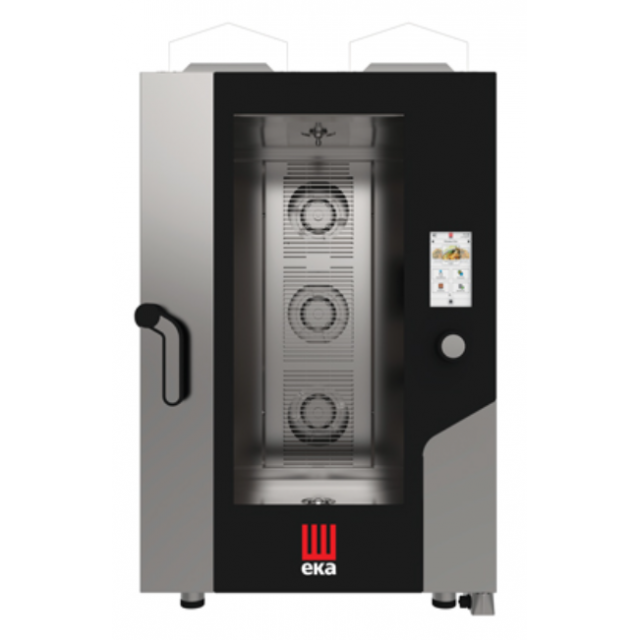 Cuptor combinat pe gaz cu convecție/abur EKA MILLENNIAL cu capacitate 11 tăvi GN 1/1 și ecranul tactil