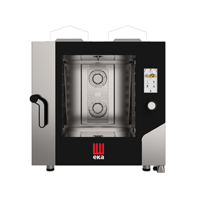 Cuptor combinat pe gaz cu convecție/abur EKA MILLENNIAL cu capacitate 6 tăvi GN 2/1 cu ecran tactil