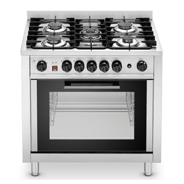 Aragaz cu 5 arzătoare și cuptor electric cu convecție EKA, dimensiuni 900 x 600 x 900 mm
