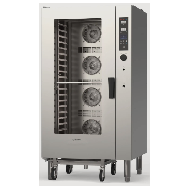 Cuptor gastronomic pe gaz TECNOINOX Tecnocombi seria XTRA D cu 20 tăvi GN1/1 si cărucior cu suport pentru tăvi