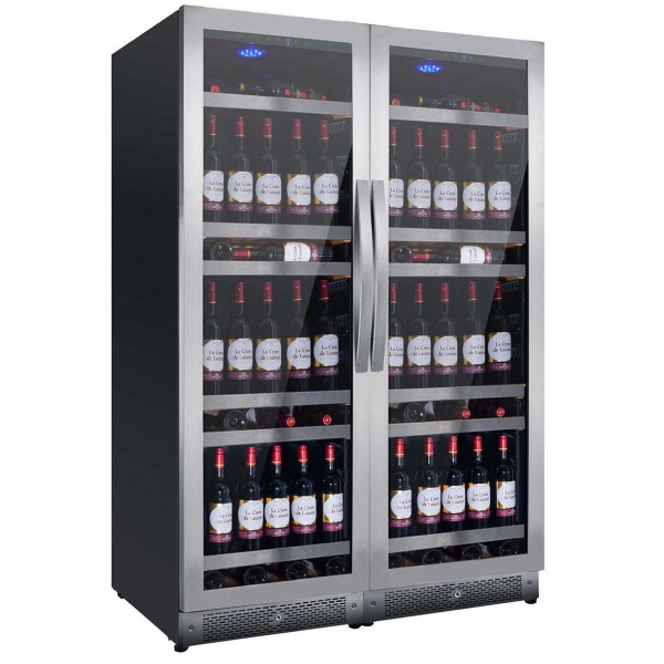 Racitor de vinuri Nevada Concept NW316D-SSL, 316 sticle, doua zone, negru/inox