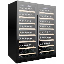 Vitrina de vinuri Nevada Concept NW258D-FG, 258 sticle, doua zone, negru