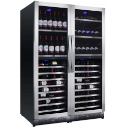 Vitrina de vinuri Nevada Concept NW292Q-SSL, 292 sticle, doua zone, inox/negru