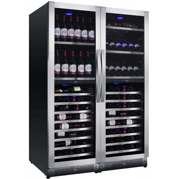 Vitrina de vinuri Nevada Concept NW292Q-SSL, 292 sticle, doua zone, inox/negru