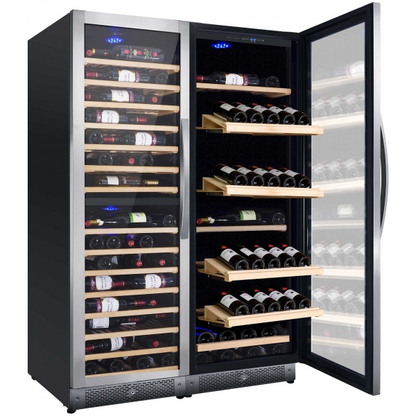 Vitrina de vinuri Nevada Concept NW285T-S, 285 sticle, 3 zone, negru/inox