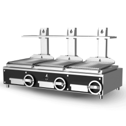 Gratar profesional pe cărbuni PARRILLA, capacitate 3 gratar cu suprafață de prăjire 3 x 500X620 mm