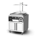 Gratar profesional pe cărbuni ROASTER PARRILLA cu baza de depozitat pe roti si suprafață de prăjire 1 x 630X620 mm