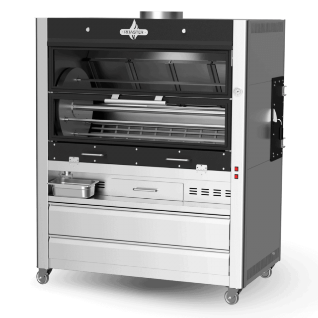 Rotisor de pui pe lemne sau carbune ROASTER cu capacitate 36-42 pui si dimensiuni 1530 x 920 x 1930 mm