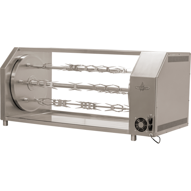 Rotisor de pui incorporat pe lemne sau carbune ROASTER cu capacitate 30 pui si suprafață de prăjire 675 mm x 6 tije de rotisor