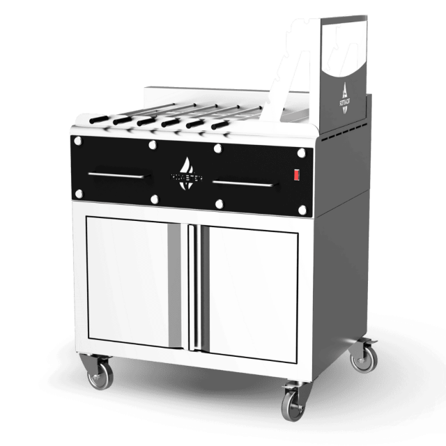 Gratar pe carbuni cu dulap ROASTER Churrasco cu capacitate 2 grătare 580x500mm si 6 frigărui 8x8x500 mm