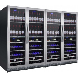 Vitrina de vinuri Nevada Concept NW528Q2-SSL, 528 sticle, 8 zone, negru/inox