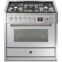 Aragaz Steel Genesi GQ9S-4M, 90X60cm, 6 arzatoare, cuptor electric multifunctional, timer, aprindere electronica, inox