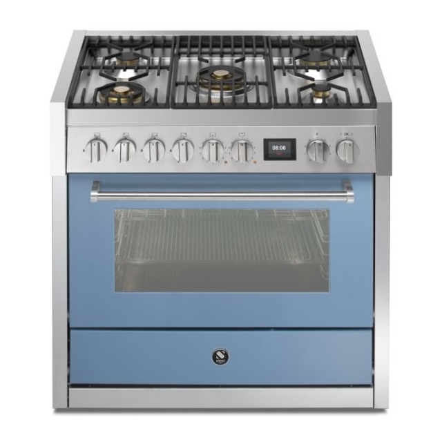 Aragaz Steel Genesi, 90X60cm, 6 arzatoare, cuptor electric multifunctional, timer, aprindere electronica, visiniu