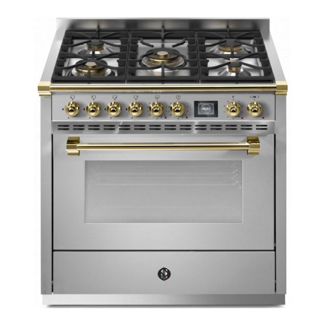 Aragaz Steel Ascot, 90X60cm, 6 arzatoare, cuptor electric multifunctional, timer, aprindere electronica, inox