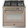 Aragaz Steel Ascot, 90X60cm, 6 arzatoare, cuptor electric multifunctional, timer, aprindere electronica, crem inchis