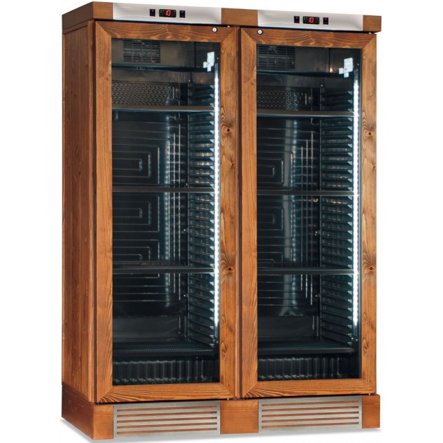 Vitrina de vinuri Klimaitalia CLW 372 VGL Bleached ash, 126 sticle, 2 zone temperatura, gri deschis
