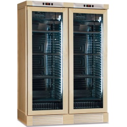 Vitrina de vinuri Klimaitalia CLW 820 L cu 2 usi, capacitate 764 litri, temperatura +4°/ +18°C, lemn deschis
