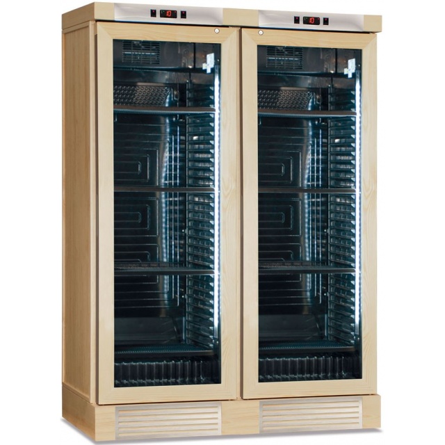 Vitrina de vinuri Klimaitalia CLW 372 VGL Bleached ash, 126 sticle, 2 zone temperatura, gri deschis