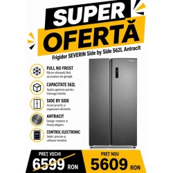 Frigider Side by Side Severin SBS 8991 562L 359KWh/an Full No Frost Antracit