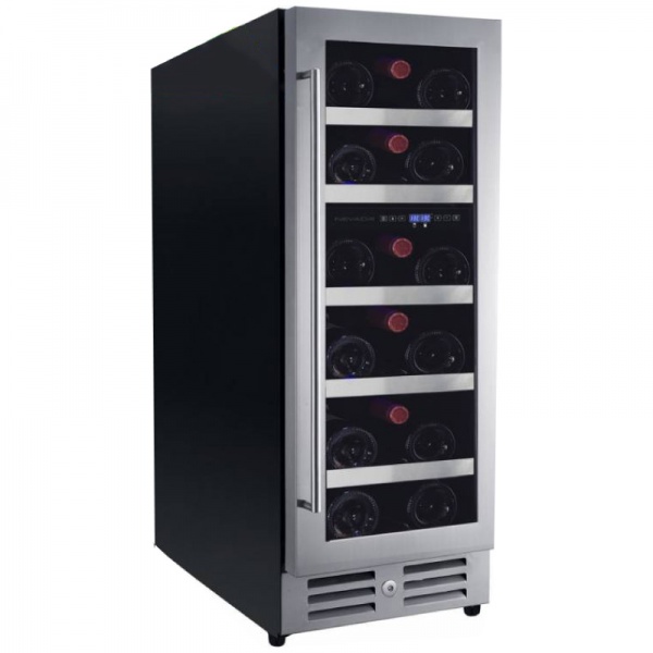 Vitrina de vinuri Nevada Concept NW17D-SSL, 17 sticle, doua zone, negru/inox