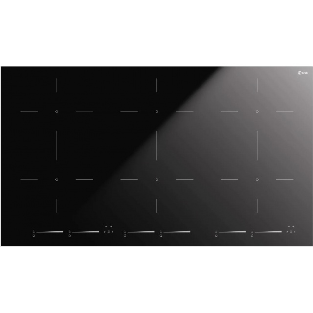Plita inductie incorporabila ILVE Professional Plus KHVI90, 90 cm, 5 zone gatit, booster, functie Bridge, sticla ceramica neagra