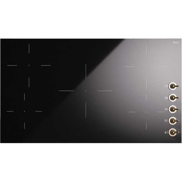 Plita inductie incorporabila ILVE Professional Plus KHVI90, 90 cm, 5 zone gatit, booster, functie Bridge, sticla ceramica neagra
