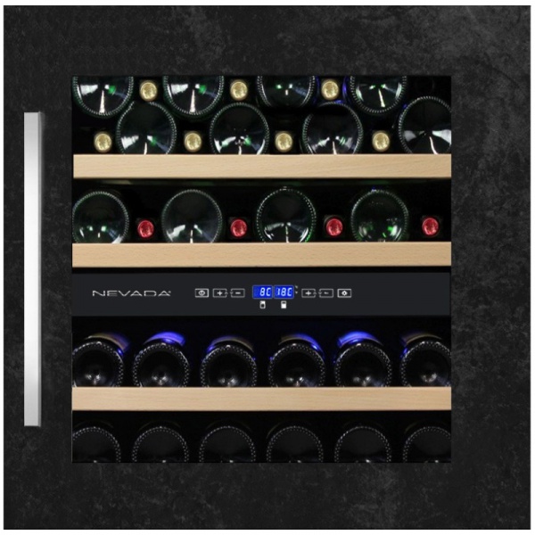 Vitrina de vinuri incorporabila Nevada Color NW40D-SS-SC, 40 sticle, doua zone, negru