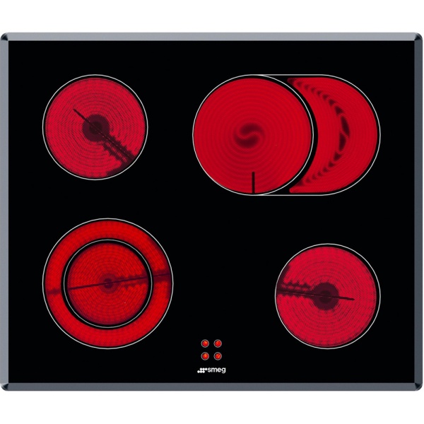 Plita incorporabila Smeg Linea SE2772TD2, 77 cm, plita ceramica, 4 zone gatit, sistem siguranta, sticla neagra
