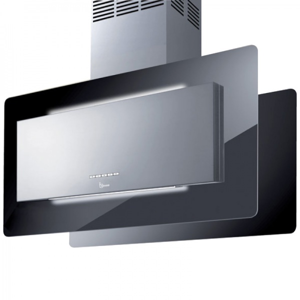 Hota insula Baraldi Trisia isola 01TRSIS090STB80, 90 x 43 cm, 800 m3/h, sticla neagra/inox