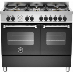 Aragaz Bertazzoni Profesional MAS1006MFEDXT, 100x60 cm, gaz, 6 arzatoare, 2 cuptoare electrice, inox