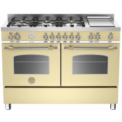Aragaz Bertazzoni Heritage HER1206GMFEDVIT, 120x60 cm, gaz, 6 arzatoare, zona Teppan-Yaki, 2 cuptoare electrice, visiniu