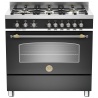 Aragaz Bertazzoni Heritage HER906HYBSNET, 90x60 cm, gaz, 6 arzatoare, cuptor hibrid multifunctional, negru mat