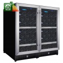 Vitrina de vinuri Nevada Concept NW86D-SL, 86 sticle, 2 zone temperatura, Negru/inox