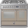 Aragaz Steel Genesi G10FF, 100X60cm, 6 arzatoare, 2 cuptoare, timer, aprindere electronica, crem inchis