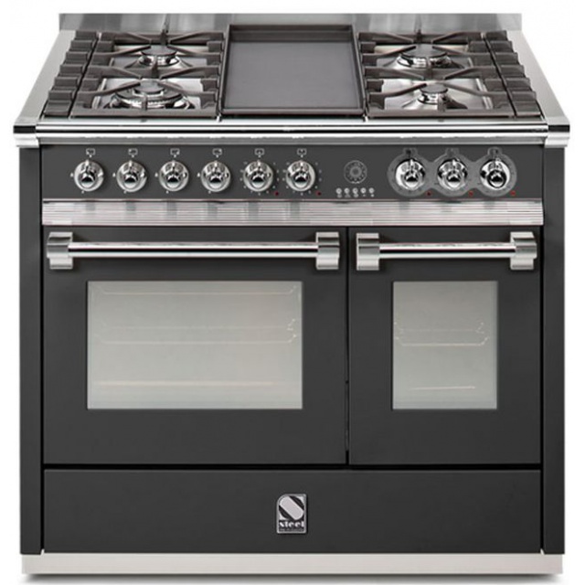 Aragaz Steel Ascot A10FF, 100X66cm, 6 arzatoare, 2 cuptoare, timer, aprindere electronica, mov