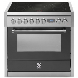 Aragaz Steel Genesi, 90X60cm, 6 arzatoare, cuptor electric multifunctional, timer, aprindere electronica, mov