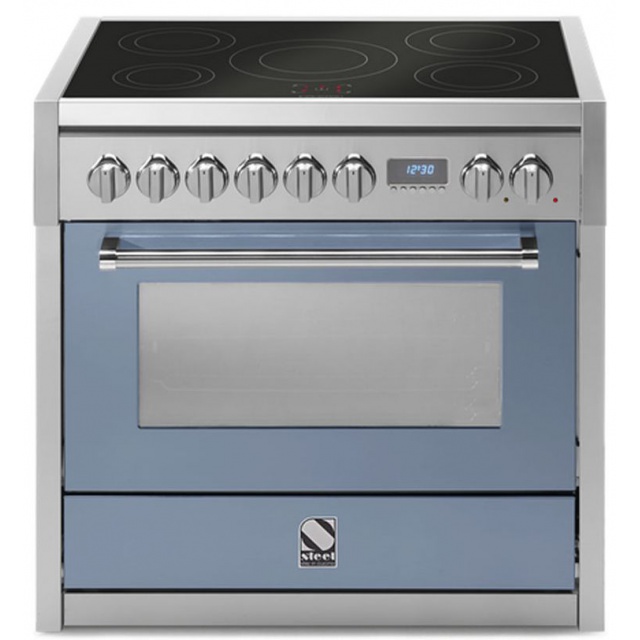 Aragaz Steel Genesi, 90X60cm, 6 arzatoare, cuptor electric multifunctional, timer, aprindere electronica, visiniu