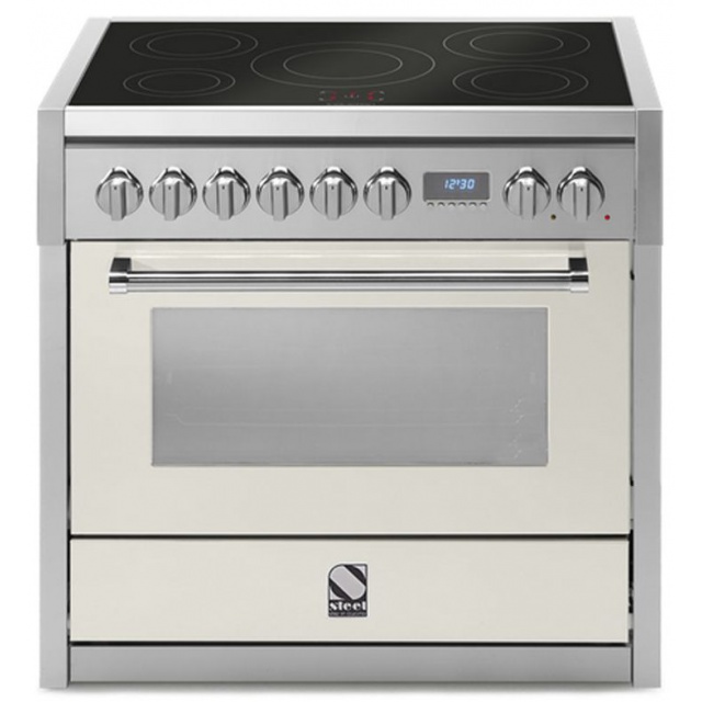 Aragaz Steel Genesi, 90X60cm, 6 arzatoare, cuptor electric multifunctional, timer, aprindere electronica, crem