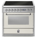 Aragaz Steel Genesi GQ9S 90X60cm, 6 arzatoare, cuptor electric multifunctional, timer, aprindere electronica, crem inchis