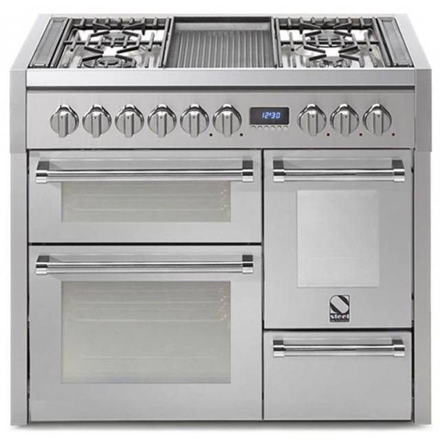 Aragaz Steel Genesi G10FF, 100X60cm, 6 arzatoare, 3 cuptoare, timer, aprindere electronica, inox