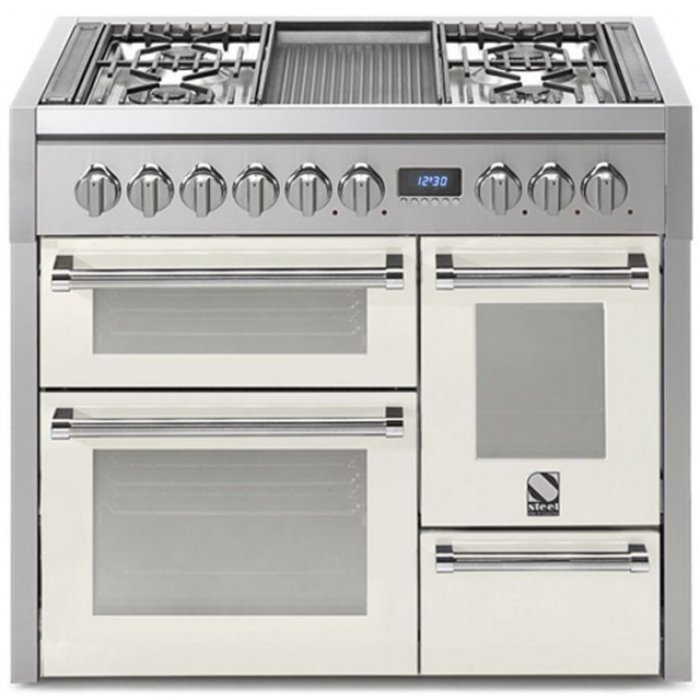 Aragaz Steel Genesi G10FFF, 100X60cm, 6 arzatoare, 3 cuptoare, timer, aprindere electronica, negru