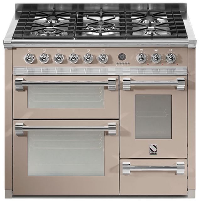 Aragaz Steel Ascot A10FFF, 100X60cm, 6 arzatoare, 3 cuptoare, timer, aprindere electronica, crem inchis