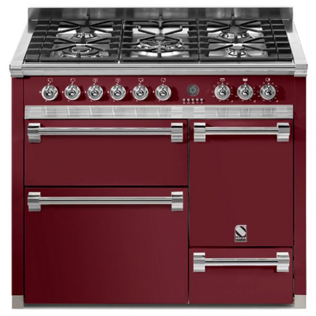 Aragaz Steel Ascot A10FFF-D, 100X60cm, 6 arzatoare, 3 cuptoare, timer, aprindere electronica, usa solida, negru antracit