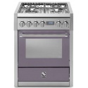 Aragaz Steel Genesi 70X60cm, 4 arzatoare, cuptor electric multifunctional, timer, aprindere electronica, mov