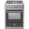 Aragaz Steel Genesi, 70X60cm, 4 arzatoare, cuptor electric multifunctional, timer, aprindere electronica, mov