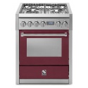Aragaz Steel Genesi, 70X60cm, 4 arzatoare, cuptor electric multifunctional, timer, aprindere electronica, visiniu