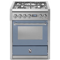 Aragaz Steel Genesi, 70X60cm, 4 arzatoare, cuptor electric multifunctional, timer, aprindere electronica, celeste